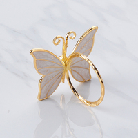 Anneaux de serviette papillon diamant en alliage de zinc doré, écologiques, multicolores, en stock, pour décoration de table, fête, Halloween