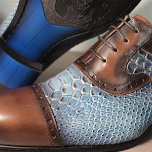 Chaussures en cuir pour hommes à motif <span class=keywords><strong>serpent</strong></span>, bout pointu, colorées, pour affaires et décontracté, en cuir véritable sculpté - Product Image 5