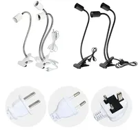 US EU UK Plug Socket Clip-On Lampe De Bureau Piédestal Simple Double Col De Cygne Base E27 Ampoule Support De Lampe