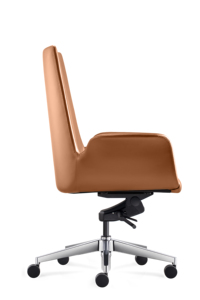 Silla Ejecutiva Curva de Madera Contrachapada con Respaldo Medio, Cuero PU Genuino de Vaca, <span class=keywords><strong>DONATI</strong></span>, 4 Bloqueos de Inclinación, Muebles de Oficina - Product Image 2