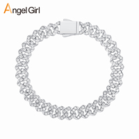 Bracelet Chaîne Cubaine en Laiton Tendance, Bijoux Fins, Entièrement Sertis de Zircons Cubiques, Style Bling Bling, pour Hommes, Idéal pour les Fiançailles, Vente en Gros