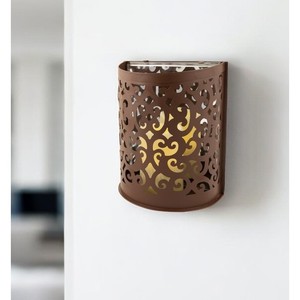 HMS 9 \ "portacandele da parete in ferro floreale marrone con elegante accento da parete candela - Product Image 2
