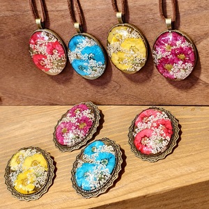 Mori Original hecho a mano Retro lana cadena collar broche Color crisantemo serie verdadera seca flor eterna grabado joyería - Product Image 2