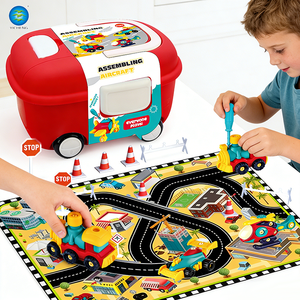Juego de Juguetes Educativos STEM de Plástico para Ensamblar, Kit de Aprendizaje Montessori, Tren de Fricción con Mapa y Cubo para Niños - Product Image 1