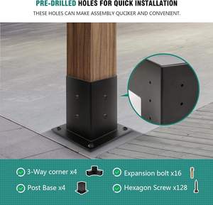 <span class=keywords><strong>Connecteur</strong></span> <span class=keywords><strong>d</strong></span>'<span class=keywords><strong>angle</strong></span> extérieur 3 voies 4 voies 5 bras Kit de <span class=keywords><strong>pergola</strong></span> à cadre en bois Support de base Support en métal <span class=keywords><strong>pour</strong></span> <span class=keywords><strong>pergola</strong></span> - Product Image 6