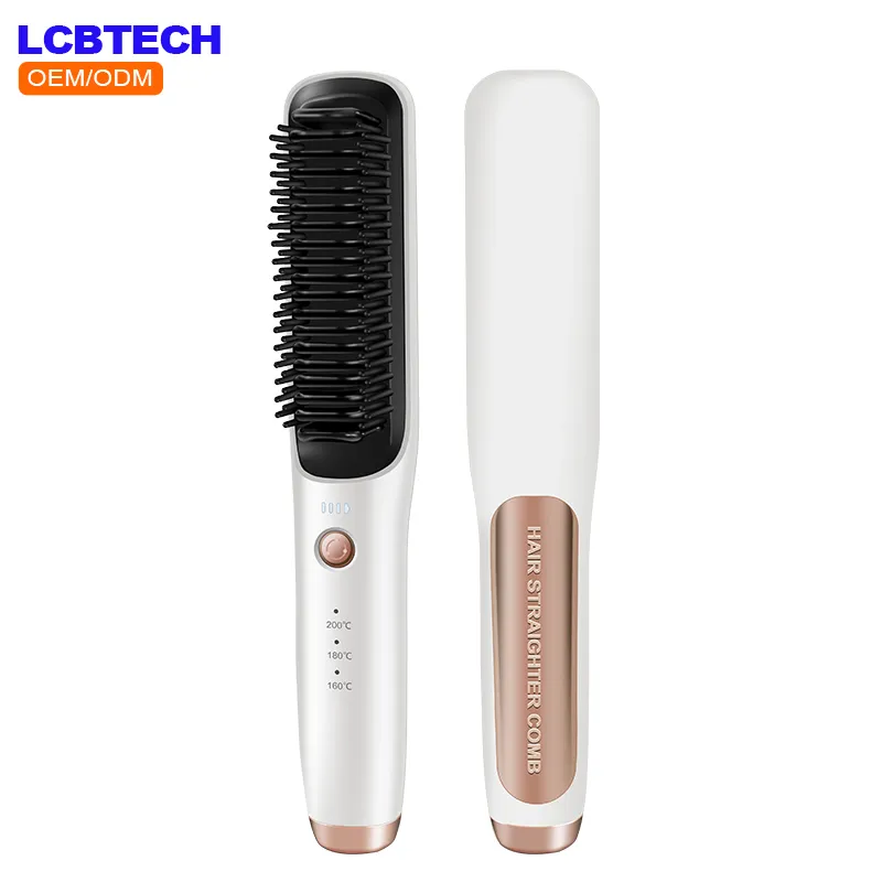 Brosse électrique professionnelle Portable Mini fer à lisser les cheveux en céramique brosse ionique sans fil fer à lisser peigne