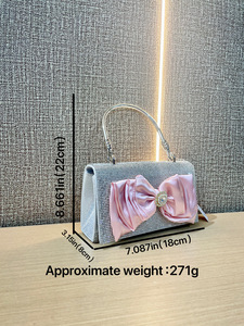 New Cross-border European American Retro Full Bow Chain Small <b>Square</b> Evening Bag Rhinestone Hand Bag Polyester Cover Tanjing - Product Image 4