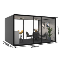 Cabine insonorisée modulaire moderne pour réunions hebdomadaires, ignifuge et résistante à l'humidité, pièce mobile 10MM pour hôtel, maison, bureau
