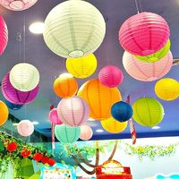 Lanternes en papier rondes, décorations chinoises colorées en forme de ballon à suspendre pour les décorations de fête d'anniversaire, mariage, plafond, fournitures de fête
