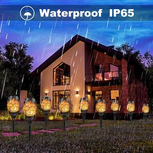 Lampes solaires d'Halloween pour l'extérieur, étanches, pour jardins et villas, lampes à poser sur pelouse, lumières d'ambiance extérieures effet flamme - Product Image 4