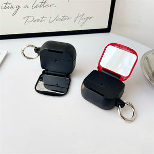 Gril's plegable espejo soporte auricular funda protectora para <span class=keywords><strong>Airpods</strong></span> 4 1 / Pro 2 <span class=keywords><strong>3</strong></span> 2022 resistente TPU + PC cubierta + gancho - Product Image 4