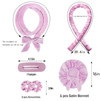 Ensemble de bigoudis en soie simulée avec bonnet doublé satin et nœud papillon grande taille pour cheveux longs, idéal pour dormir