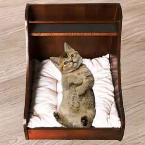 Cama de madera maciza ecológica para gatos, perrera para mascotas, cama clásica de almacenamiento para perros pequeños, cartón para gatitos de estilo danés - Product Image 3
