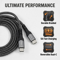 Câble Type-C vers USB-C d'usine, câble de transfert de données haute vitesse, charge rapide, gaine en nylon tressé, coque en alliage d'aluminium, 3 m pour utilisation longue distance