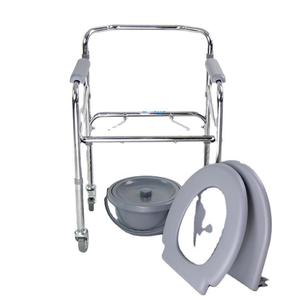 Chaise de toilette pliante réglable en hauteur avec roulettes pour personnes âgées, utilisation à domicile, chaise de toilette portable, chaise de douche pliante - Product Image 4