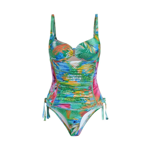 Costume da bagno intero HDJ Plus Size con controllo pancia, stampa floreale e scollo incrociato, per donna, abbigliamento da spiaggia - Product Image 4