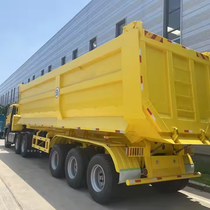 Semi-remorque benne arrière carrée personnalisée à 3, 4 ou 5 essieux avec grue hydraulique en acier pour le transport de sable et de ciment - Product Image 6