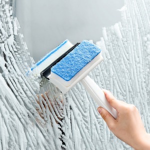 Glass <b>Cleaning</b> <b>Scraper</b> With Sponge Brush For Bathroom Window Squeegee Single Sided Wipe Manual Cleaner - Product Image 1