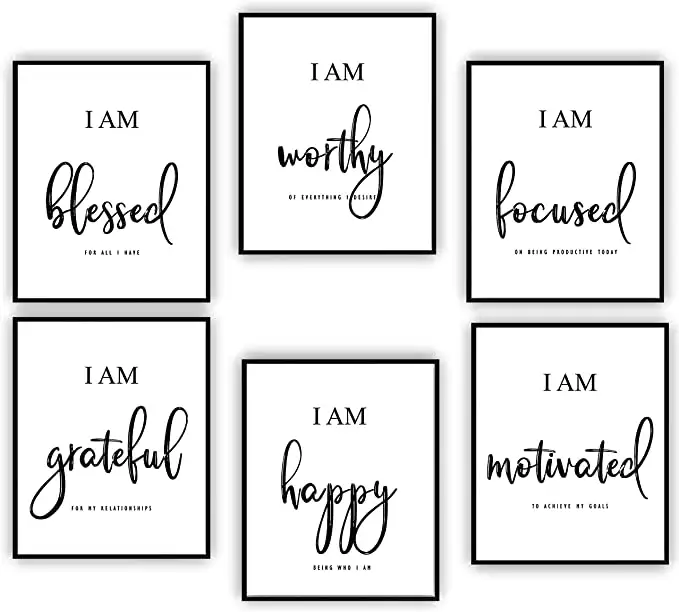 Motivational Wall Art - Office & Bedroom Wall Decor - Positive Quotes & Sayings - Daily Affirmations for Men, Women & Kids
