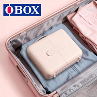 Sac de maquillage OBOX portable pliable en PU tendance avec fermeture à loquet, grande capacité pour les maquilleurs - Multi-usages, résistant à l'eau