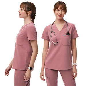 Set <span class=keywords><strong>di</strong></span> Divise Mediche per Infermieri e Dottori in Spandex Intrecciato con Logo Personalizzato, Traspiranti, Comode, per Ospedale, Ordini OEM e Grandi Quantità - Product Image 3
