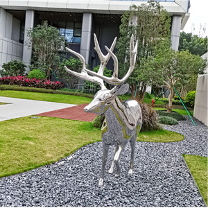 Stainless Steel Deer Sculpture Mirrored Finish Outdoor Garden Ornament Modern Animal Statuary Freestanding Landscape Decoration - Product Image 3