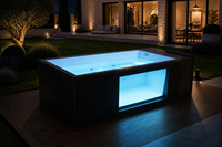 Piscine de luxe de 1,5 m de profondeur, structure en acier, avec fenêtre en verre transparent, piscine moderne pour l'extérieur, jardin, 20 pieds