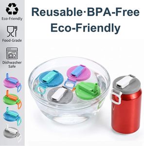 Tapa Reutilizable Clásica de Plástico para Latas de Bebidas con Pajita, Tapa para Beber Directamente para Latas Estándar de 5.4cm, para Camping y Uso Doméstico - Product Image 5