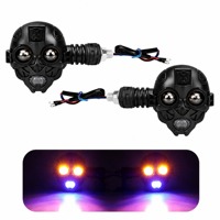 Lampu Sein LED Robot Tengkorak Motor YD, DRL Amber Eyes Putih Biru Merah, Hemat Energi 12V