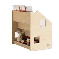 Étagère à livres moderne de qualité supérieure à quatre niveaux pour bibliothèque en bois avec design de fenêtre latérale, mobilier éducatif de haute qualité