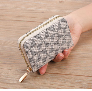 Porte-monnaie court zippé pour femme en cuir PU, motif géométrique vintage personnalisé, porte-cartes de crédit, vente en gros - Product Image 3