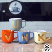 Tasse à latte avec logo personnalisé tasse à café en céramique porcelaine multicolore avec lettres décalcomanies pour la maison café bureau