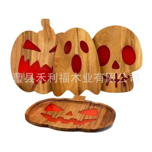 Plateaux de service en bois pour Halloween, motif citrouille, fantôme, crâne, plateau décoratif pour fête, utilisation en extérieur - Product Image 1