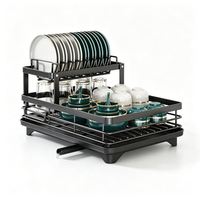 Égouttoir à vaisselle multifonctionnel en fer, organisateur de comptoir de cuisine, design étanche et écologique pour bols, couteaux et planches à découper