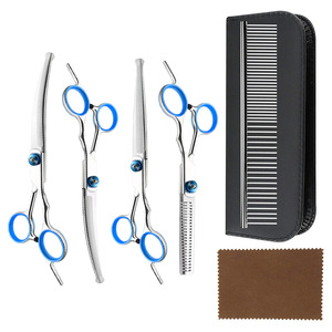 Pet Grooming Scissors Set Stainless Steel Thinning Shears Curved Straight For Cat Dog Trim Multifunctional Grooming Tools - Product Image 1