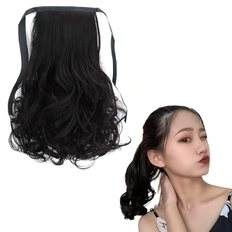 Ideamall 28cm noir naturel moelleux Clip-In Extension de cheveux vague d'eau Style fausse queue de cheval - Product Image 1