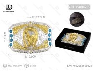 Fibbia per cintura grande in argento e oro da 5,0 cm, placcata, accessorio moda uomo - Product Image 1