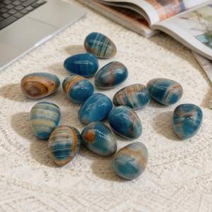 Wholesale Polished Bohemian Style Blue Onyx Eggs Natural <b>Healing</b> Crystal Stone for Home Decor And Gifts - Product Image 4