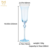 Ensemble de flûtes à champagne rose/bleu de 200 ml, gobelets en verre de Murano antique à forme de tulipe évasée, verres à vin mousseux pour mariage et fête