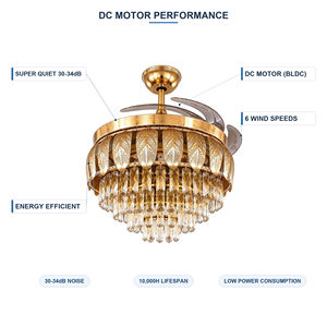 42 Inch Retractable Blade <b>Ceiling</b> <b>Fan</b> Light LED Invisible <b>Fan</b> Lamp <b>Remote</b> <b>Control</b> Dimmable for Home Living Room Bedroom - Product Image 2