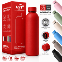 Bouteille d'eau isotherme en acier inoxydable 500 ml (17 oz), sans BPA, gourde de sport anti-fuite, tasse de sport réutilisable, vente en gros