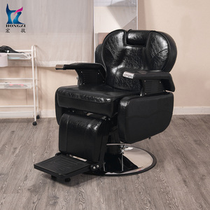 Sillón de Barbería Hidráulico Hongzi Negro Reclinable con Reposapiés Ajustable para Uso Comercial en Salón - Product Image 1