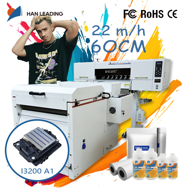 High Speed Imprimante DTF 60cm I3200 Dual Head Inkjet Dtf Printer Printing Machine with Integrated Dryer Oven for T-Shirt
