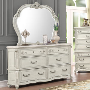 Ensemble de meubles de chambre à coucher gris clair de luxe - Lit capitonné avec commode et miroir, table de chevet, meubles de rangement pour chambre à coucher - Product Image 2