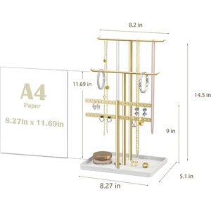 Pickpiff Jewelry Stand <b>Holder</b> Organizer 14.5 In Gold Metal Tree Shape For Women Modern Style Jewelry Display Rack - Product Image 1