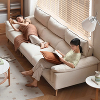 Neues Modell Minimalistisches Modernes Design Stoffsofa Hochdichter Schaumstoff Gerades Sofa Wohnzimmer Dreisitzer Heimgebrauch Weiß