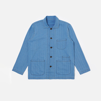 Veste de travail pour homme Squirorkop, style rétro vintage, à chevrons, boutonnée, délavée, classique, avec poche asymétrique
