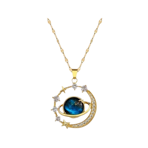 Jeutelis oro 18K collana a catena a maglie in acciaio inossidabile zircone amore <span class=keywords><strong>coppia</strong></span> sole luna pianeta <span class=keywords><strong>romantico</strong></span> ciondolo di moda <span class=keywords><strong>per</strong></span> le donne <span class=keywords><strong>regalo</strong></span> - Product Image 1