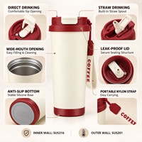 Gobelet isotherme à double paroi 2-en-1 en acier inoxydable 316 avec couvercle double fonction, logo personnalisé et cordelette – Idéal pour le voyage