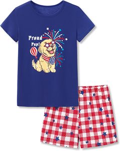 Ensemble pyjama d'été en coton doux pour garçons <span class=keywords><strong>de</strong></span> 6 à 16 ans Combinaison thermique à manches courtes avec fermeture à la taille élastique pour l'automne et le printemps - Product Image 1
